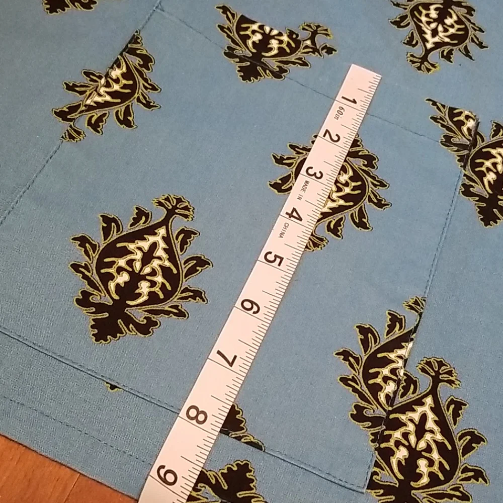 Hen House Linens Blue Black Cocktail Apron with Tie Bow & Pocket
